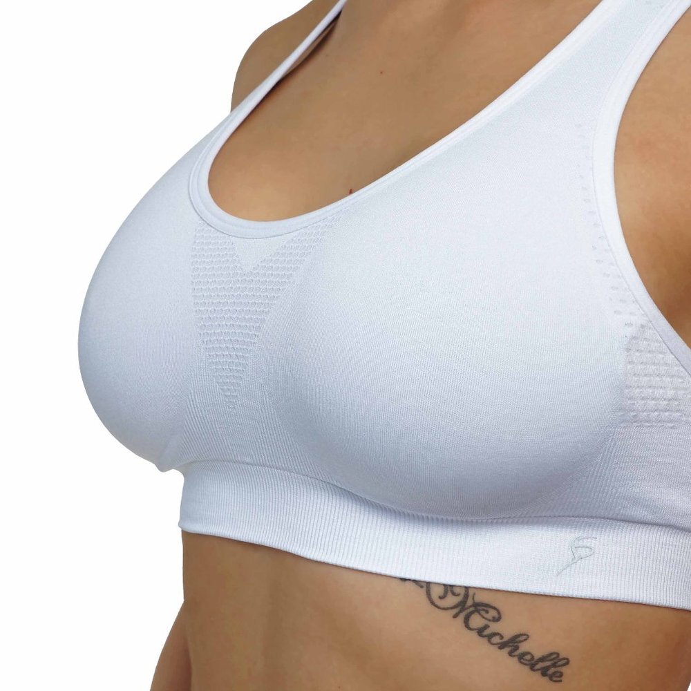 White high Impact Sports Bra - Picture 2 of 6